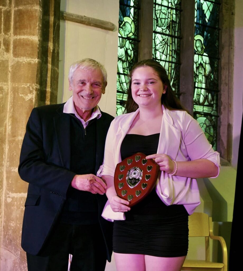 Ruby Hanley with Jeremy James Taylor OBE - The Harvey Prize for Best Ensemble Performance