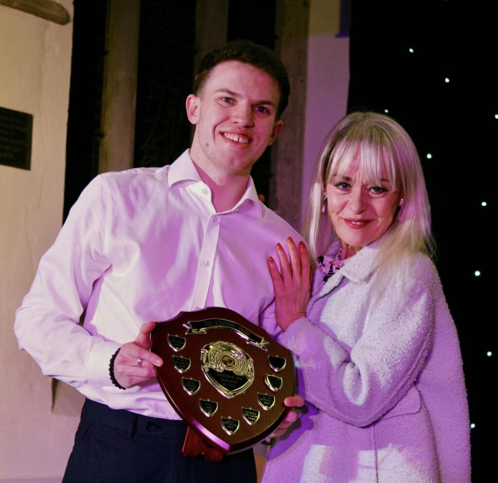 Zack Whymer with Tracie Bennett - The Dan Schumann Shield for Dedication & Commitment